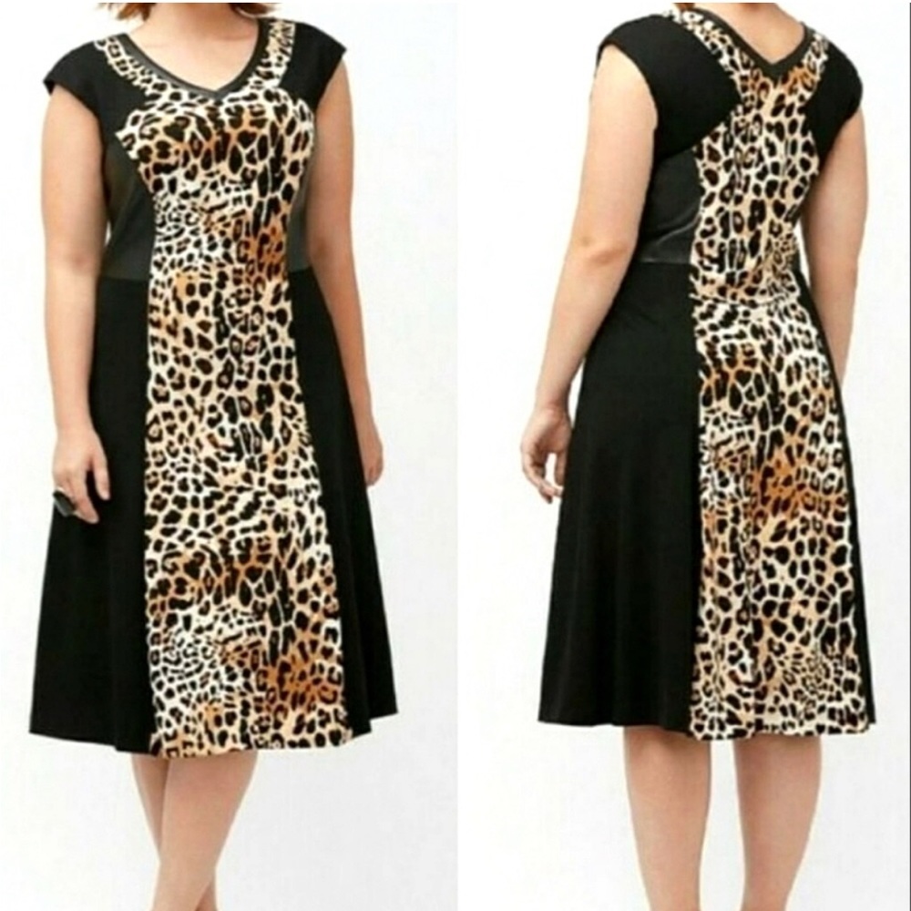 New Lane Bryant Leopard and Leather Dress plus sz 20 trendy & sexy